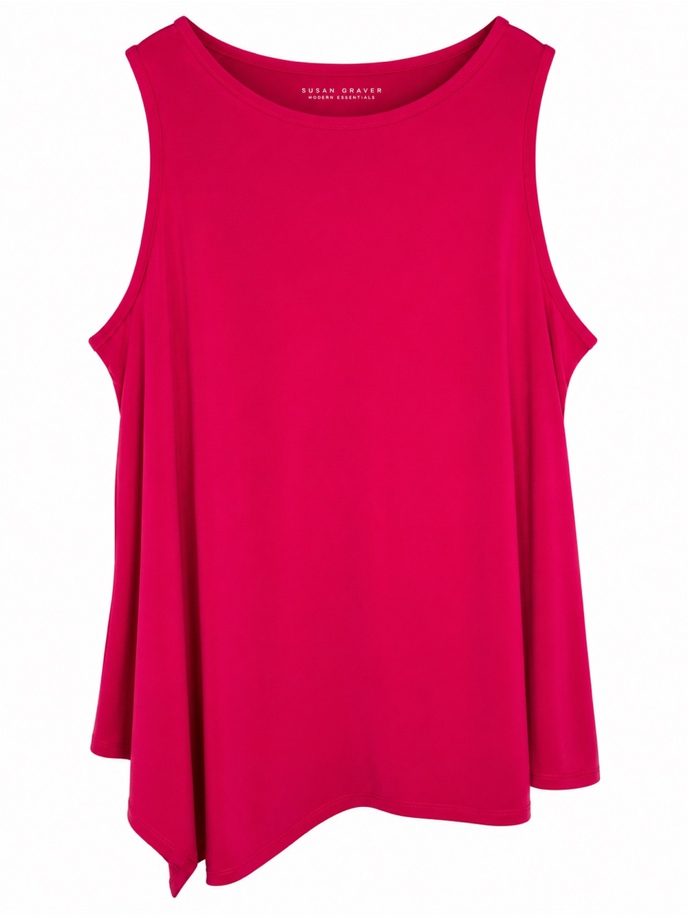 Susan Graver Modern Essentials Women’s 1X Sleeveless Tunic Tank Top Asymmetrical